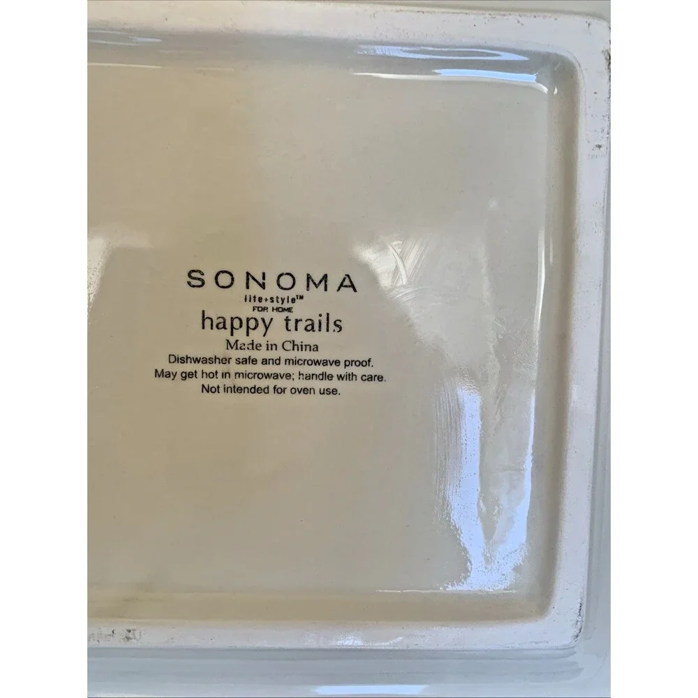 3 Sonoma Happy Trails 8” Square Salad Plates western style horse cowboy star